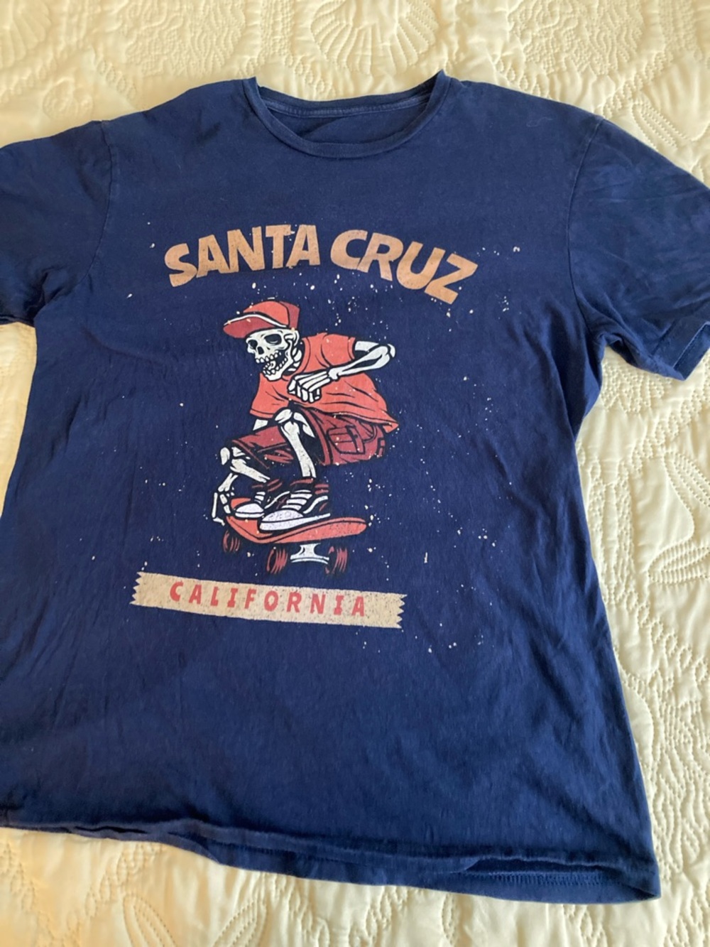 Santa Cruz Navy Graphic Tee - Skull Skateboard no label